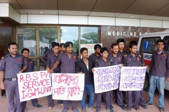 ABS service of IGM unit strikes demanding to provide their remaining salary